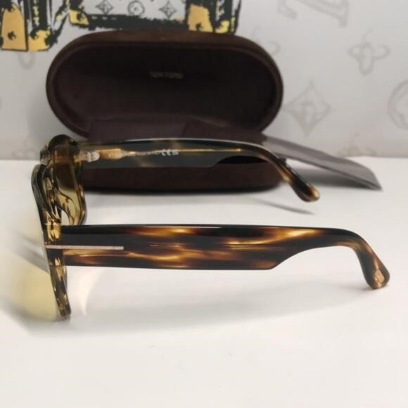 New Authentic Tom Ford TF1153 52E “Redford” Sunglasses – Dark Havana with Yellow - Picture 6 of 11